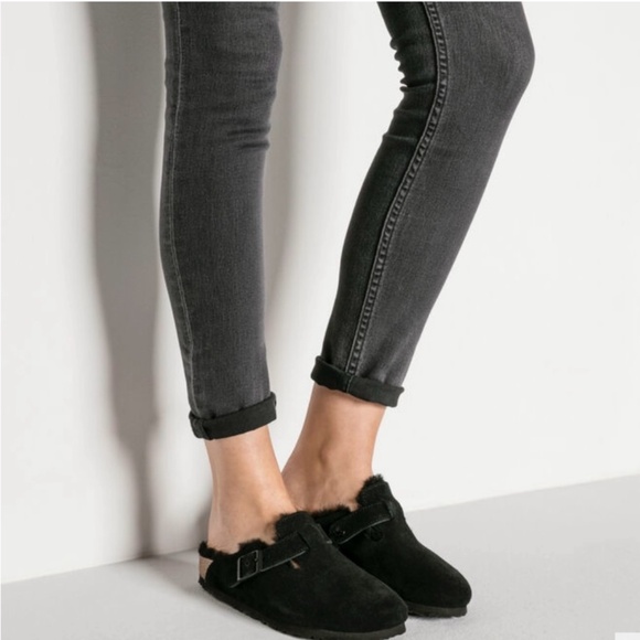 Birkenstock Boston Shearling Clogs Black - Picture 2 of 9